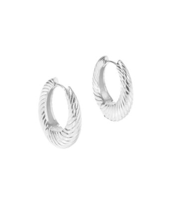 Chunky Line Hoop Small   Silver