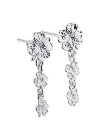 Clover Long Earstud   Silver