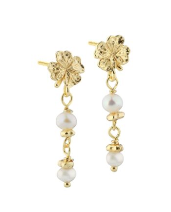 Clover Pearl Earstud   Golden