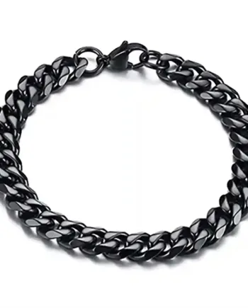 Cuban Chain Herrearmbånd   Blackcoated Rustfri Stål     Mm