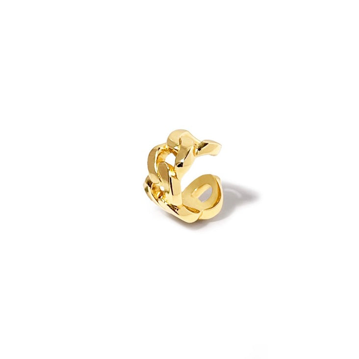 Cuff ørering Chunkychaincuff Onesize Regulerbar Størrelse 18 Karat Forgyldt Sterling Sølv