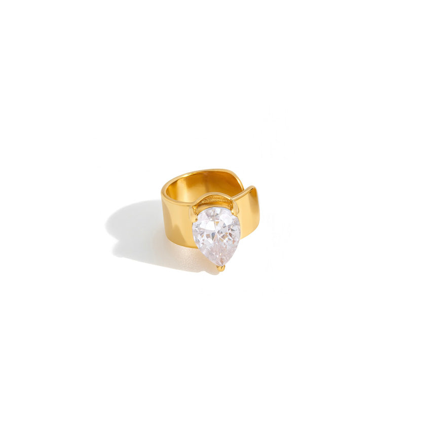 Cuff ørering Crystalcurvecuff Onesize Regulerbar Størrelse 18 Karat Forgyldning