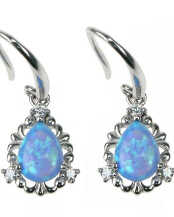 Dråbe Opal øreringe Med Blå Opal Sten  925 Sterling Sølv  Zirkonia Og Rhodium Belægning