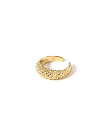 Fingerring   Cuff  Weaved Onesize Regulerbar Størrelse 18 Karat Forgyldt Sterling Sølv