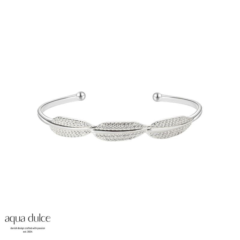 Flora  Armring   Sterling Sølv Med   Blade   Klare Zirkonia