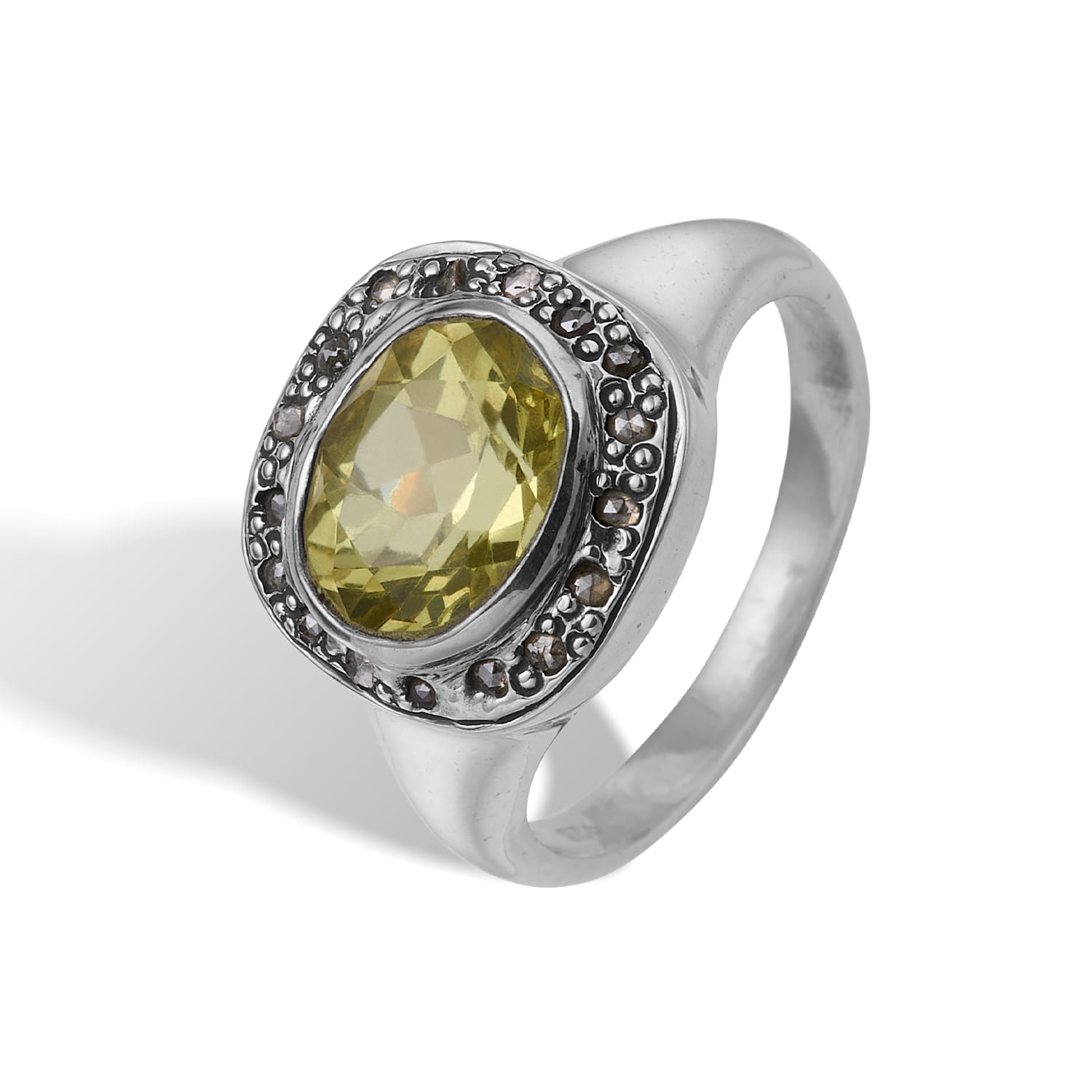 Frida Signet Pavé Lemon Quartz 52