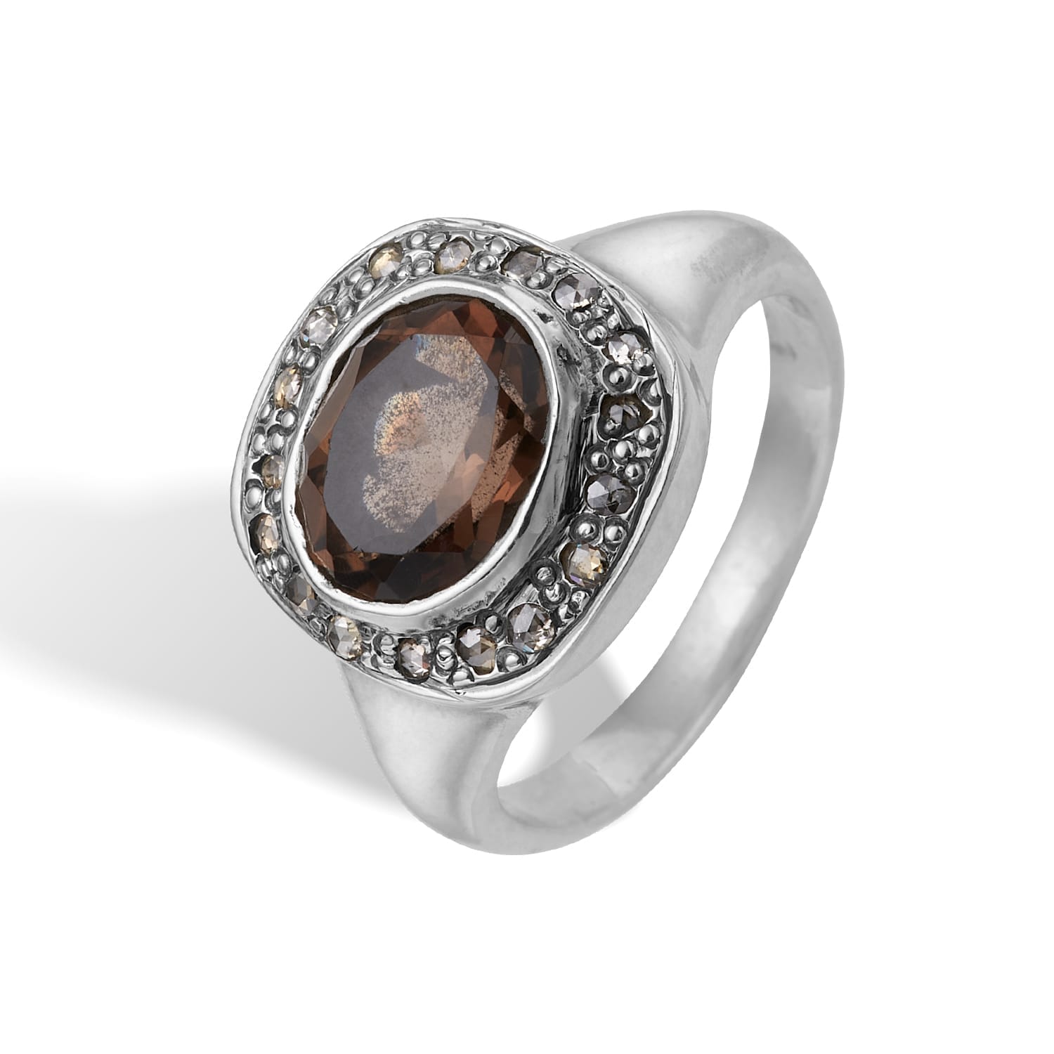 Frida Signet Pavé Smoky Quartz 52