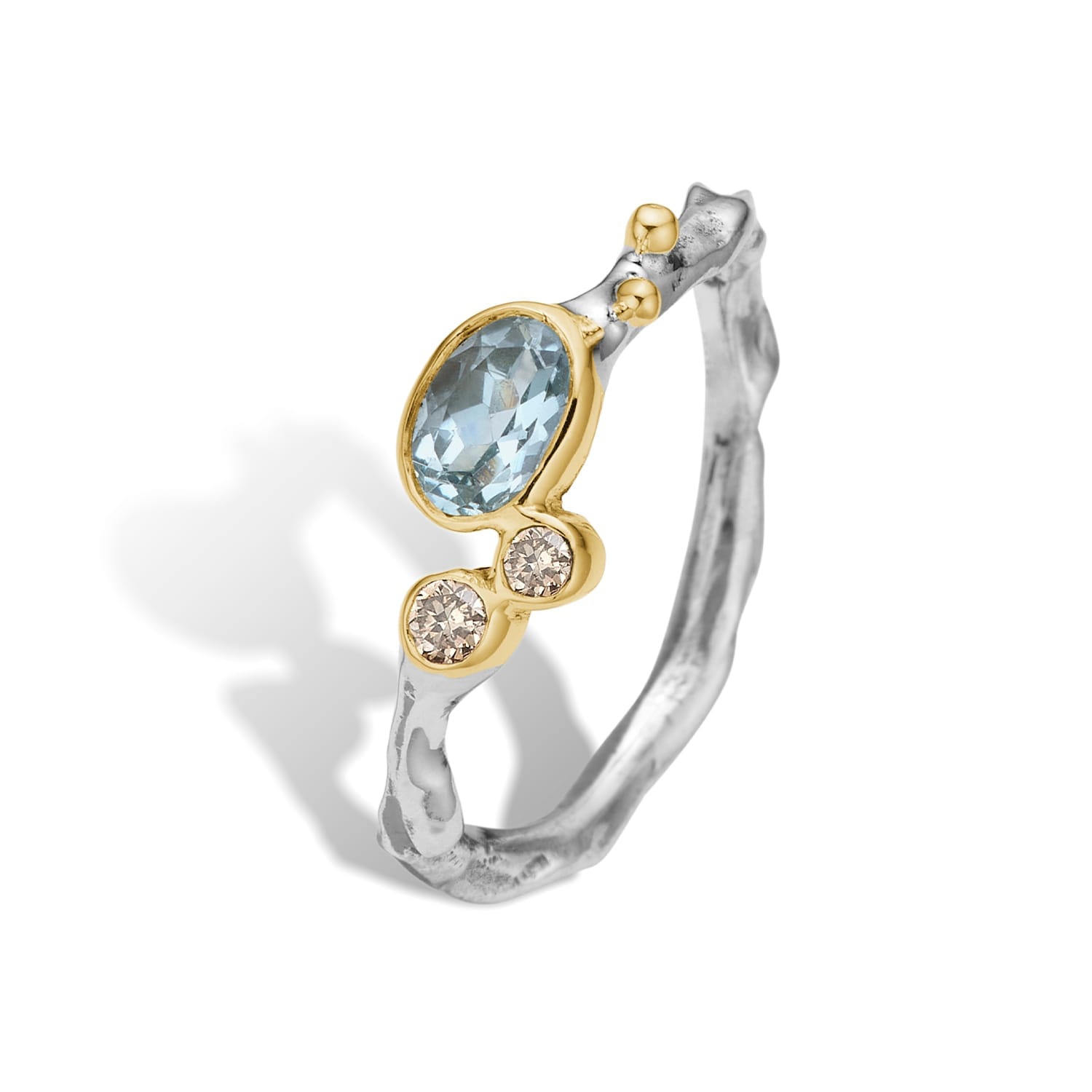 Grace Single Blue Aqua Faceted Ring 60