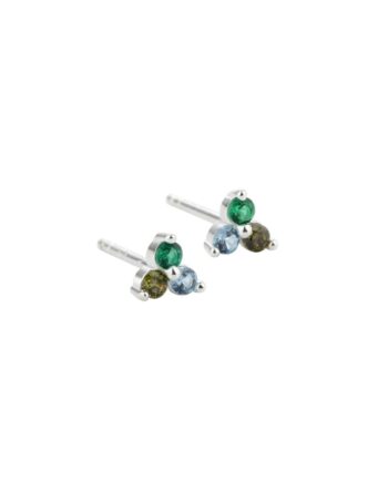 Gunnva Green Earstud   Silver