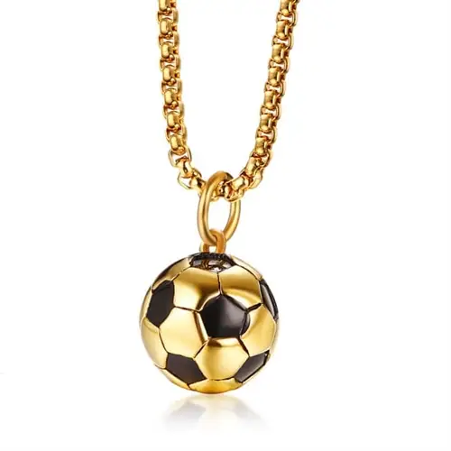 Halssmykke  Quot Golden Football Quot  Rustfrit Stål