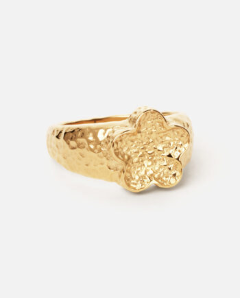 Hammered Flower Ring 18k Guldbelagt