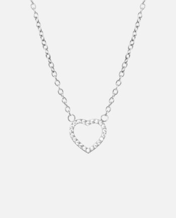 Heart Zirkon Halskæde Sølvfarvet 12mm