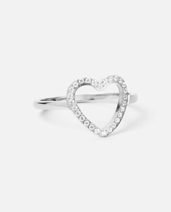 Heart Zirkon Ring Sølvfarvet 12mm