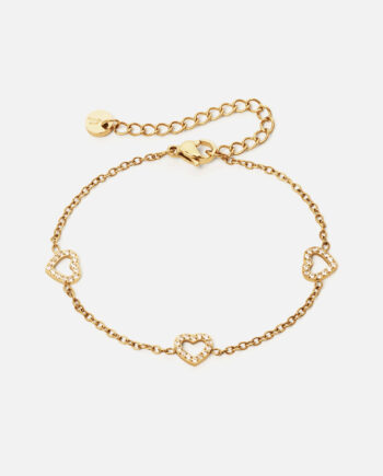 Heart Zirkon Trio Armbånd 18k Guldbelagt 8mm