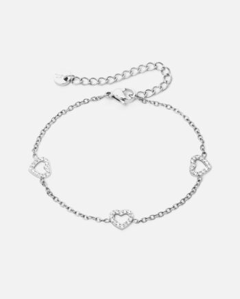 Heart Zirkon Trio Armbånd Sølvfarvet 8mm