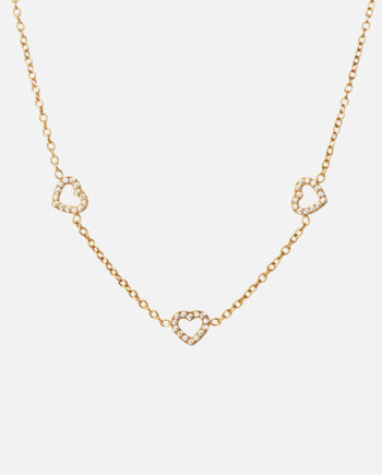 Heart Zirkon Trio Halskæde 18k Guldbelagt 8mm