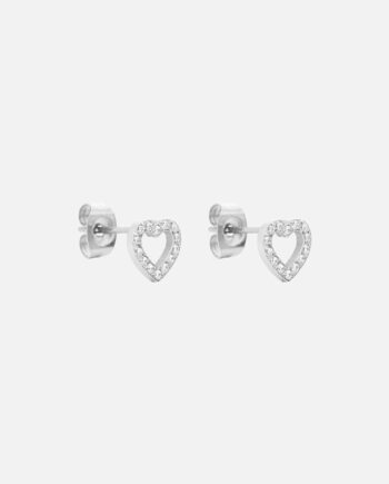 Heart Zirkon øreringe Sølvfarvet 8mm