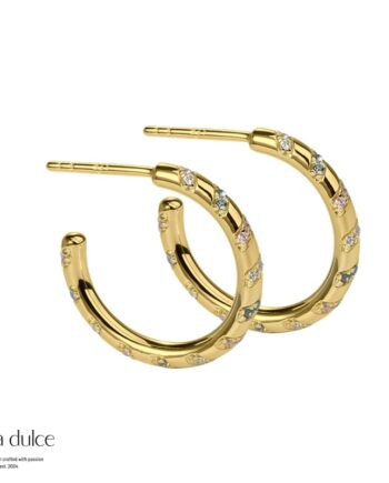 Helix  20 Mm  Hoops   Forgyldt Sterling Sølv Med Snoet Zirkonia   Pastel Farver