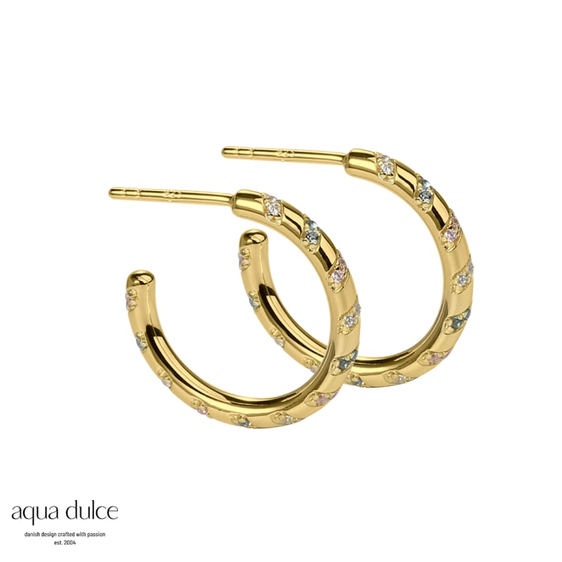 Helix  20 Mm  Hoops   Forgyldt Sterling Sølv Med Snoet Zirkonia   Pastel Farver
