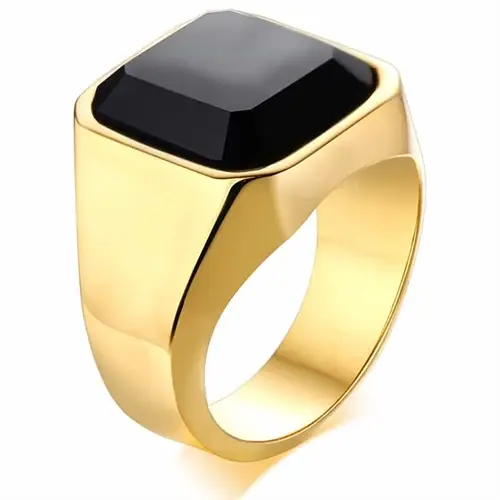Herre Ring  Quot Rock Quot    Forgyldt Rustfri Stål