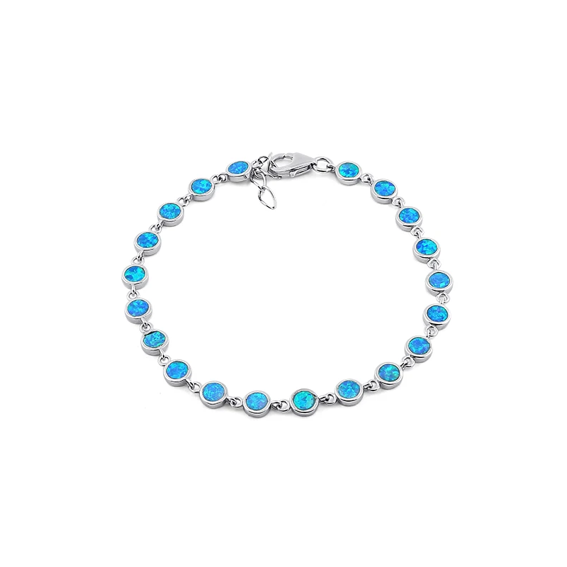 Kefalonia Opal Armbånd Med 925 Sterling Sølv  Blå Opal Sten Og Rhodium Belægning