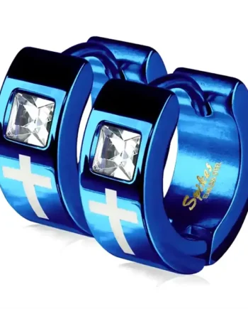 Kors Og Cirkon ørering Ip Belagt Blue