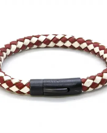 Læderarmbånd  Quot Red White Quot