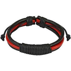 Læderarmbånd Sort Rød  Quot Wind Quot