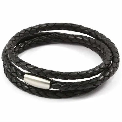 Læderarmbånd Trible  Quot Steel Quot