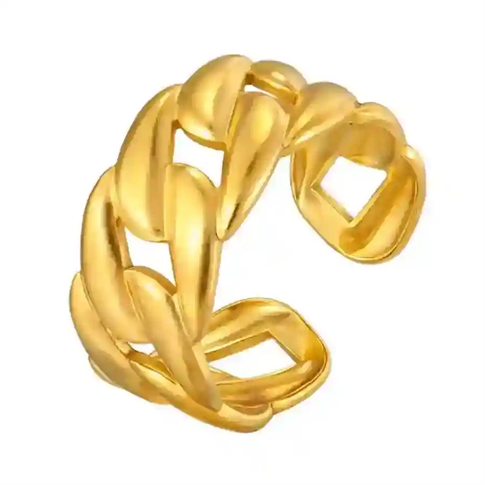 Leaf Chain Ring   Forgyldt Bladring Til Kvinder