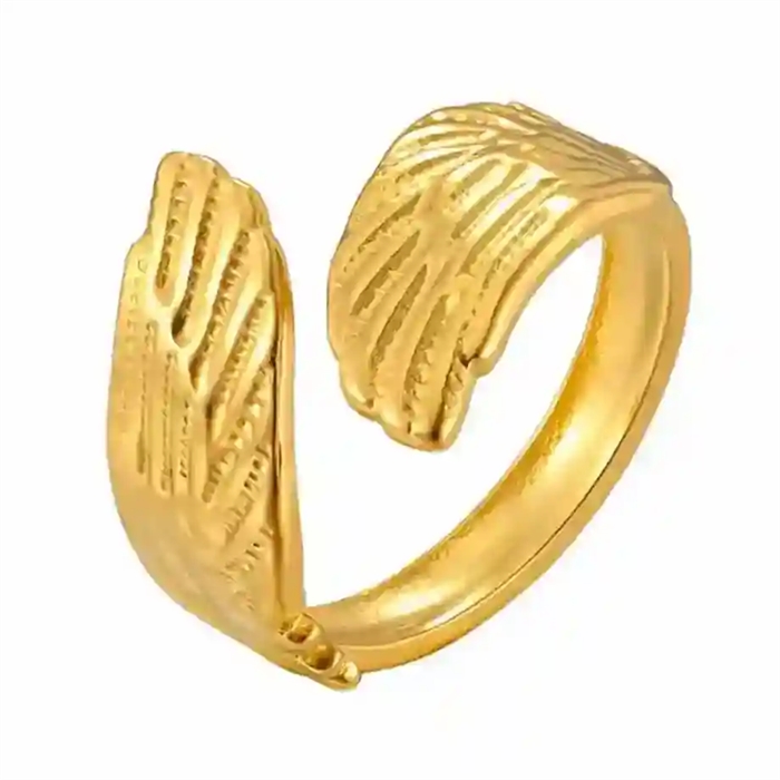 Leaf Ring   Forgyldt Justerbar Bladring   ædelstål