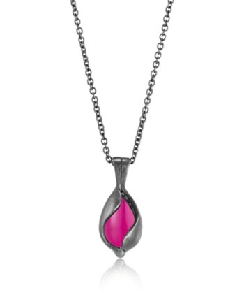 Lille Oxideret Smykke æg Med Pink Onyx