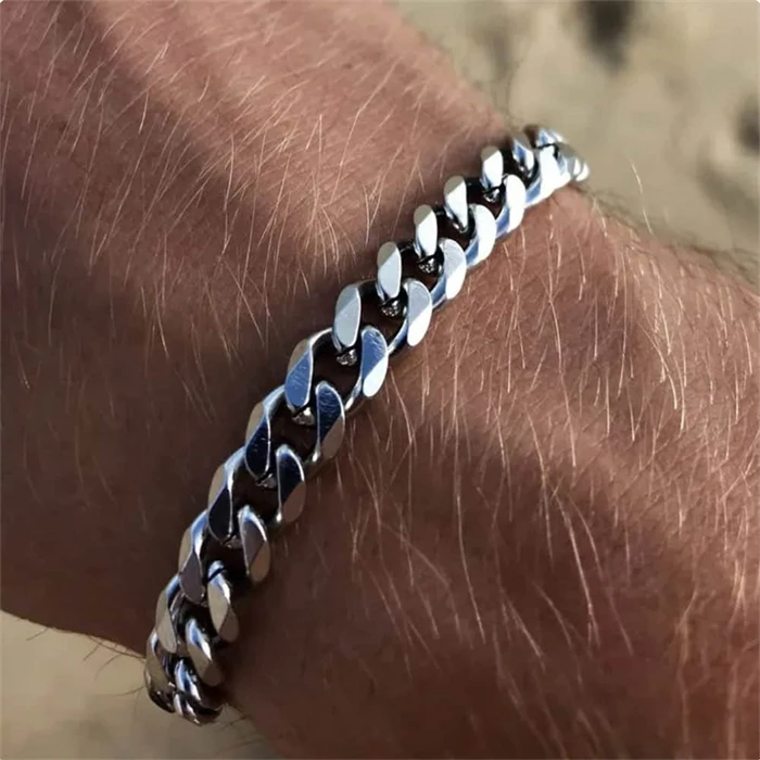 Link Armbånd   Rustfri Stål 7mm Bred