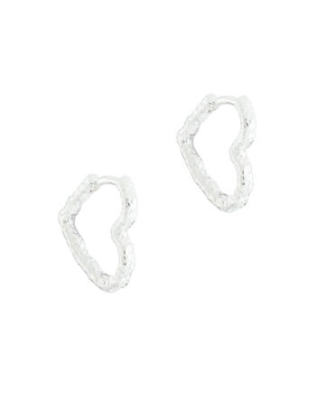 Love Me Heart Hoop Small   Silver