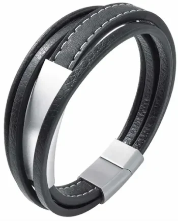 Lucio Læderarmbånd Steel