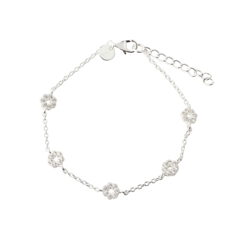 Lumi Flower Clear Bracelet   Silver
