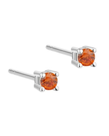 Mini Kaya Orange Earstud   Silver