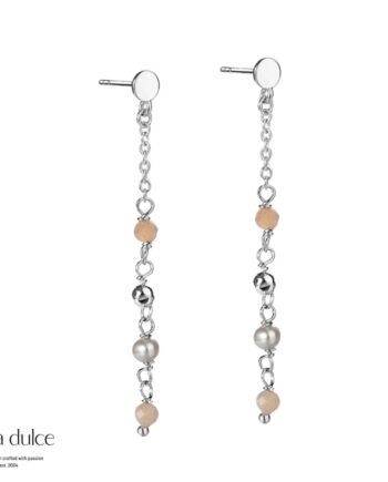 New Alba  ørestikker   Sterling Sølv Med Mønter  Rosa   Grå Perler