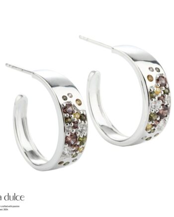 Olive Stardust Hoop 20 Mm     Silver
