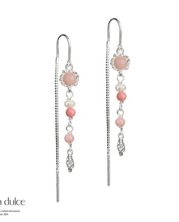 Opal Mila  øretråd   Sterling Sølv Med Rundt Opal Vedhæng  Pink Opal  Ferskvandsperler   Lille
