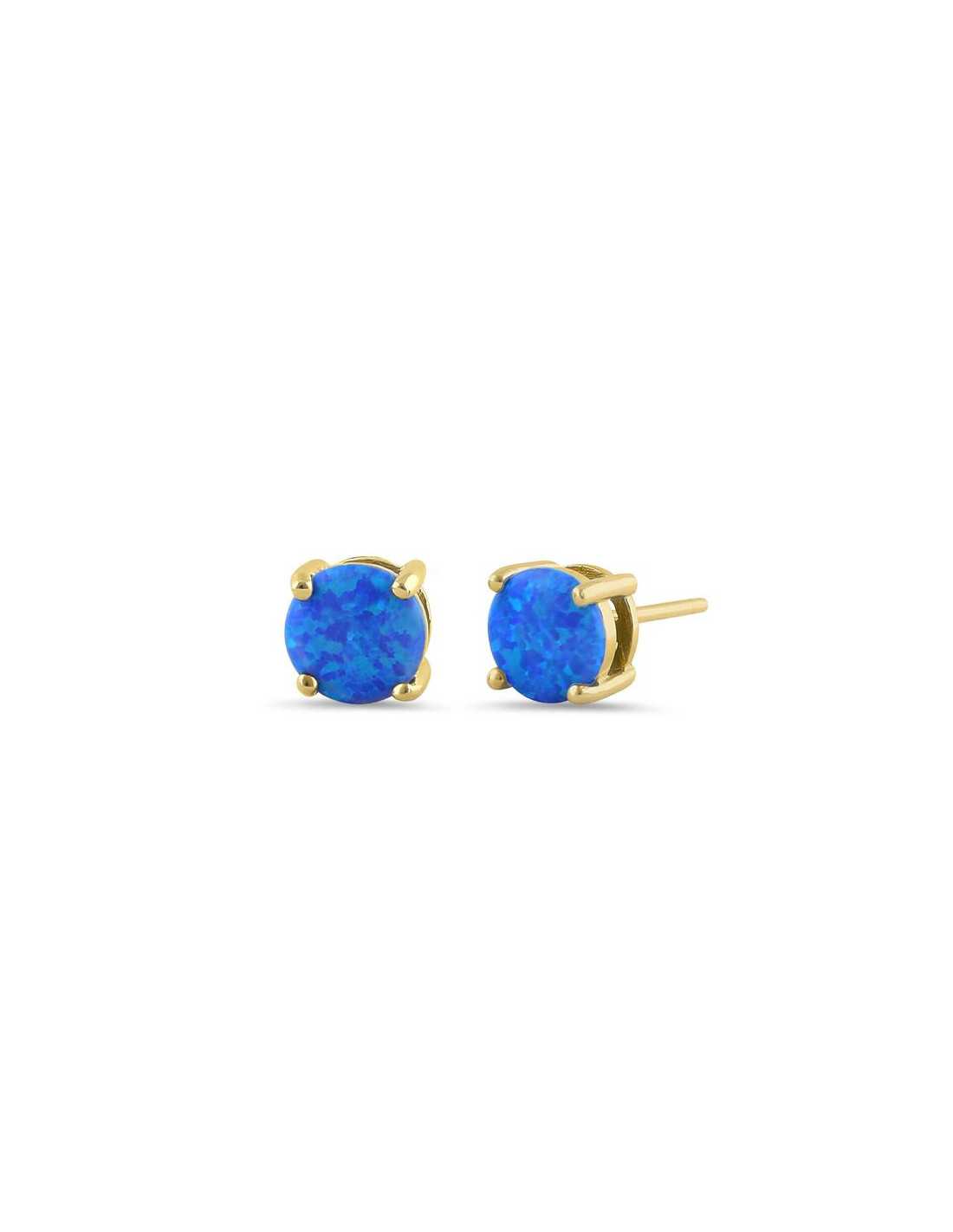Oval Opal øreringe Med 925 Sterling Sølv  Blå Opal Sten   Guldbelægning