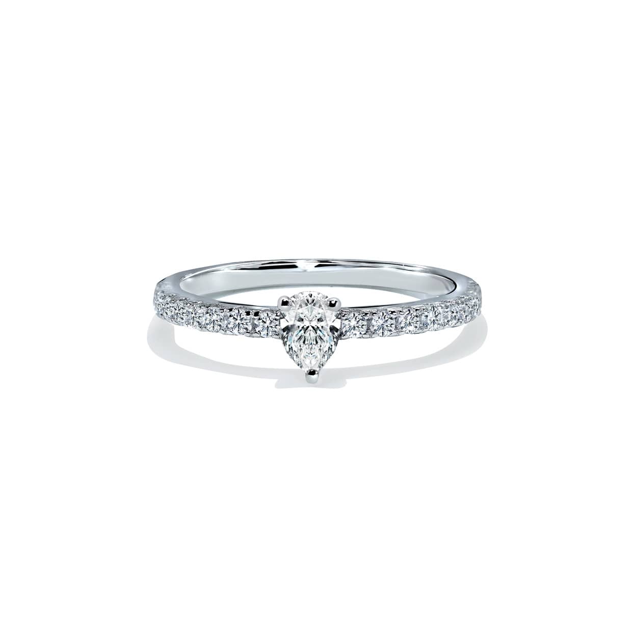 Oxford Silver Pear Solitaire Ring Med Sten