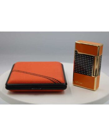 Pakketilbud Med Luigi Ricci Jet Lighter Af Derui   Vom Hofe Cigaretetui Orange Sort