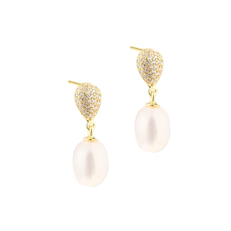 Pavé Pearl Earstud    Golden