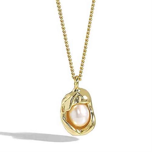 Perle Cube Halskæde   Sterling 14k