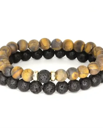 Perlearmbånd Til Mænd   Lava   Mat Tigerøje   Mm