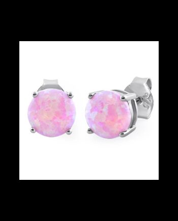 Pink Opal øreringe   ørestikker Med 925 Sterling Sølv   Rhodium Belægning