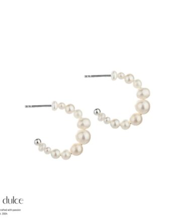 Pretty Pearl Hoop Small    Silver