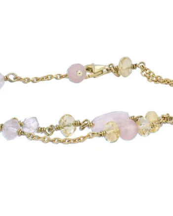 Rabinovich Forgyldt Armbånd Med Rosenkvarts  Citrin Og Pink Calcedon