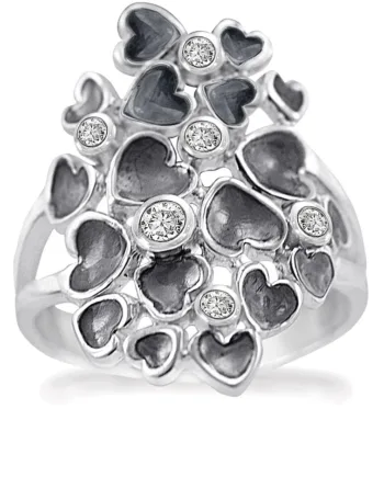 Rabinovich Hjerte Ring Sølv Med Zirkoner Random Hearts Størrelse 51